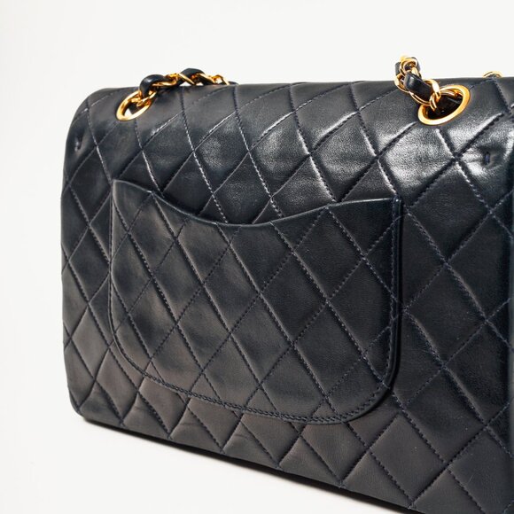 Chanel Navy Lambskin Leather Classic Medium Double Flap Shoulder Bag - Picture 9 of 16